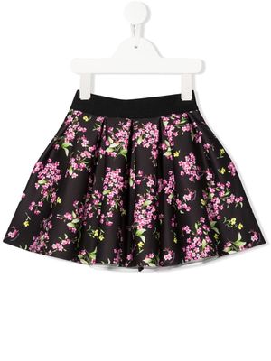 Monnalisa floral-print flared skirt - Black
