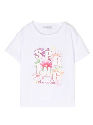 Monnalisa floral-print graphic T-shirt - White