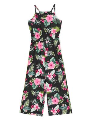 Monnalisa floral-print jersey jumpsuit - Black