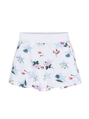 Monnalisa floral-print jersey-texture shorts - White