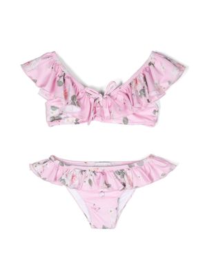 Monnalisa floral-print ruffled bikini - Pink