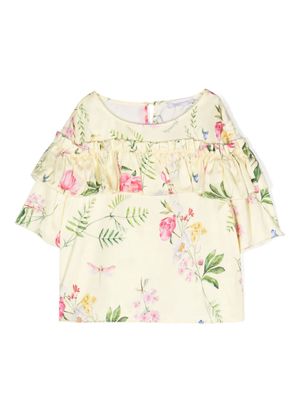 Monnalisa floral-print ruffled blouse - Yellow