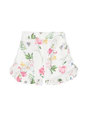 Monnalisa floral-print ruffled shorts - White