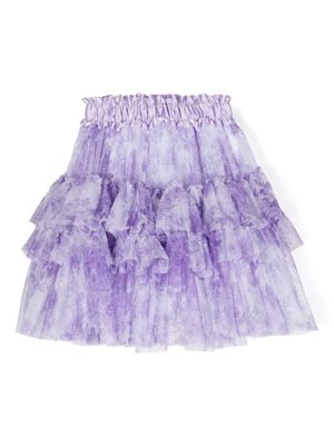 Monnalisa floral-print ruffled skirt - Purple