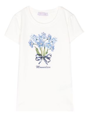 Monnalisa floral-print short-sleeves T-shirt - White