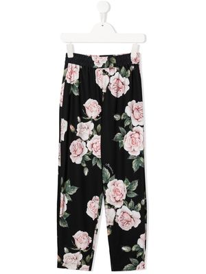 Monnalisa floral-print straight-leg trousers - Black