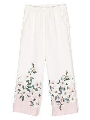 Monnalisa floral-print straight-leg trousers - White