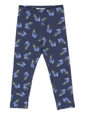 Monnalisa floral-print stretch-cotton leggings - Blue