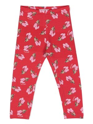 Monnalisa floral-print stretch-cotton leggings - Red