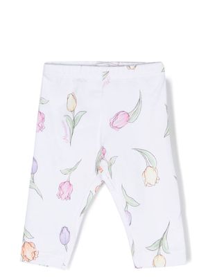 Monnalisa floral-print stretch-cotton leggings - White