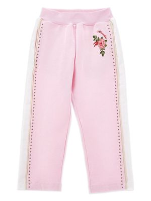 Monnalisa floral-print stretch-cotton track pants - Pink