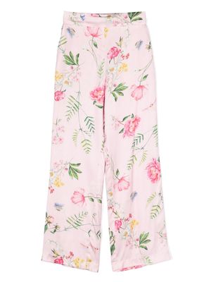Monnalisa floral-print wide-leg trousers - Pink