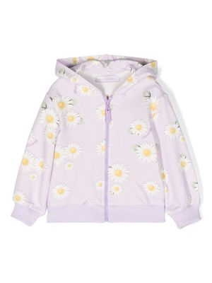 Monnalisa floral-print zip-up hoodie - Purple