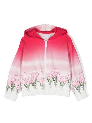 Monnalisa flower-print cotton hoodie - White
