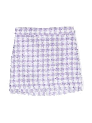 Monnalisa frayed tweed miniskirt - Purple