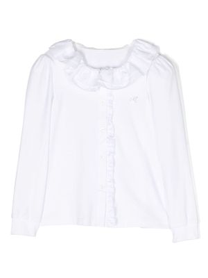 Monnalisa frilled-trim jersey shirt - White