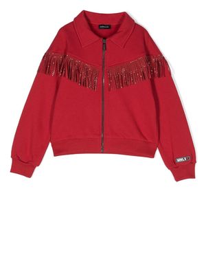 Monnalisa fringed zip-up sweatshirt - Red