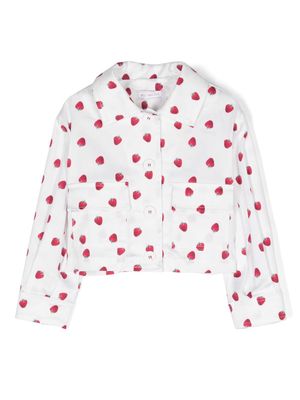 Monnalisa fruit-print cotton shirt jacket - White