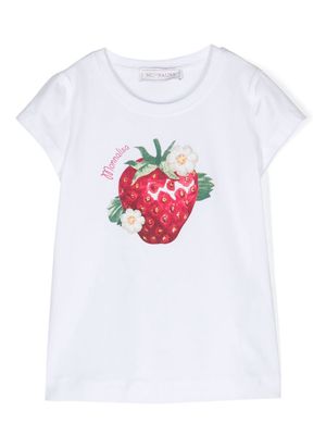 Monnalisa fruit-print round-neck T-shirt - White