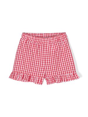 Monnalisa gingham-check cotton blend shorts - Red