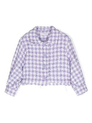 Monnalisa gingham-check tweed jacket - Purple