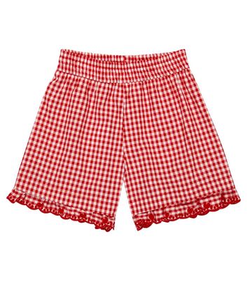 Monnalisa Gingham embroidered cotton shorts
