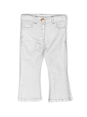Monnalisa glitter-coated flared jeans - Silver