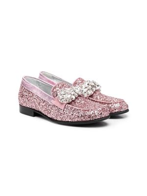 Monnalisa glitter-embellished ballerina shoes - Pink