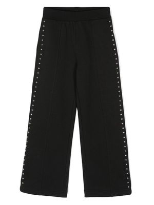 Monnalisa glitter-logo stud-detailed trousers - Black