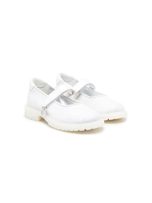 Monnalisa glittered flat ballerina shoes - White