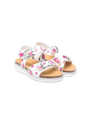 Monnalisa graphic-print buckled sandals - White