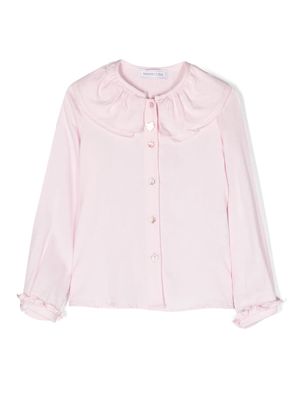Monnalisa heart-charm bib-collar shirt - Pink
