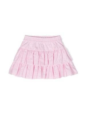 Monnalisa heart-charm striped tiered skirt - Pink