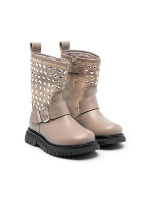 Monnalisa heart-motif leather boots - Neutrals