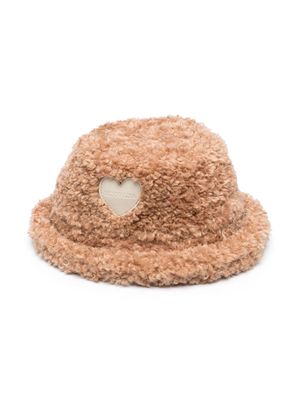 Monnalisa heart-patch bucket hat - Neutrals