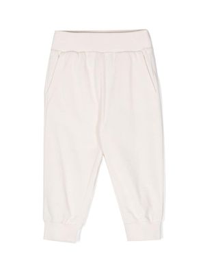 Monnalisa heart-patch cotton track pants - Neutrals