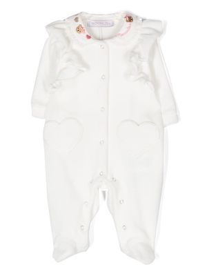 Monnalisa heart-shaped pockets onesie - White