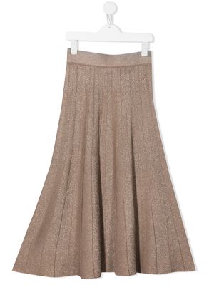 Monnalisa knitted mid-length skirt - Gold