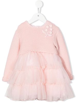 Monnalisa knitted-upper tulle dress - Pink