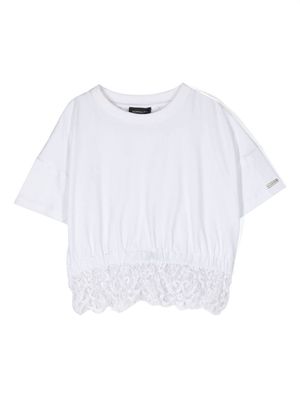 Monnalisa lace-panelling T-shirt - White