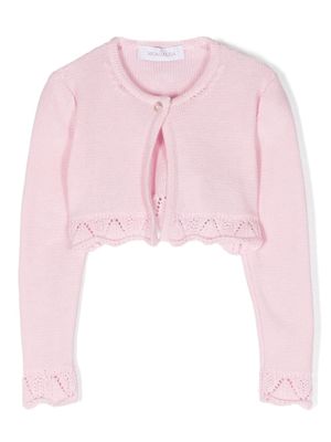 Monnalisa lace-trim cropped cardigan - Pink