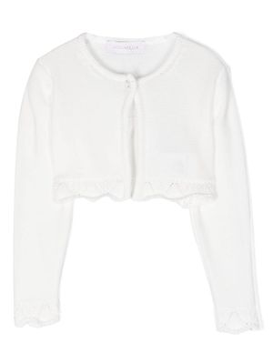 Monnalisa lace-trim cropped cardigan - White