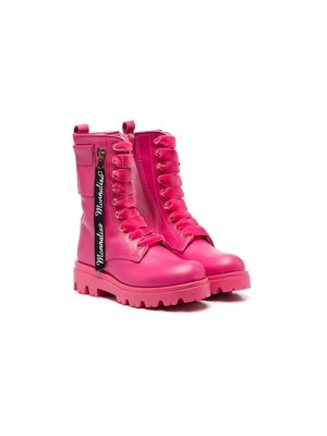 Monnalisa lace-up leather boots - Pink