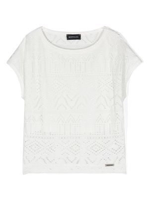 Monnalisa laser-cut T-shirt - White