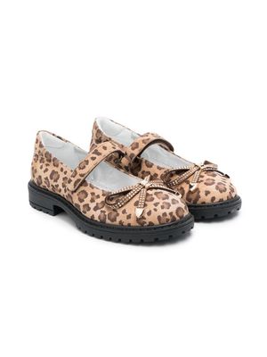 Monnalisa leopard-print ballerina shoes - Brown