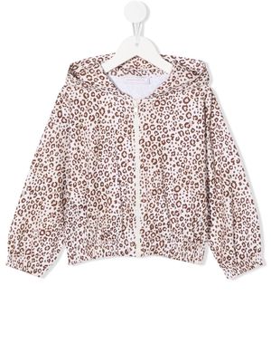 Monnalisa leopard-print zipped hoodie - Neutrals