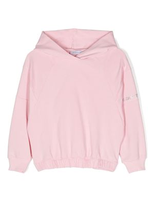 Monnalisa logo-appliqué jersey hoodie - Pink