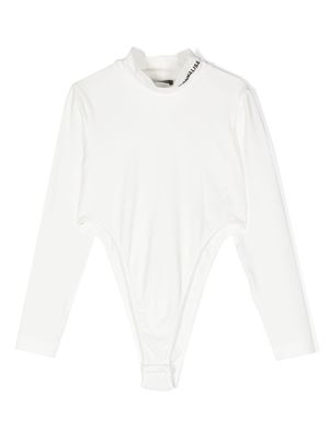 Monnalisa logo-appliqué long-sleeve bodysuit - White