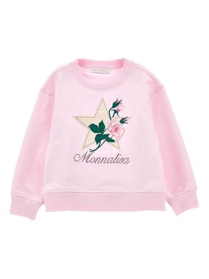 Monnalisa logo-embellished cotton-blend sweatshirt - Pink