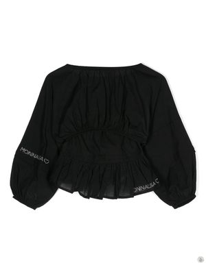 Monnalisa logo-embellished cotton blouse - Black